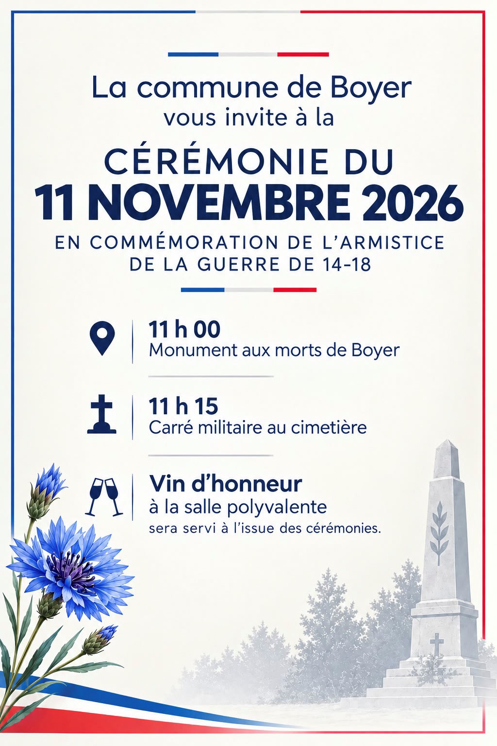 Commémorations du 11 novembre à Boyer
